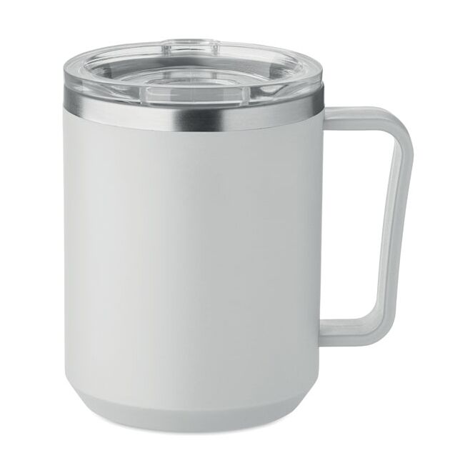 Premium-Werbeartikel Thermobecher – grau – mit Logodruck 400 ml nachhaltig für die Büroküche