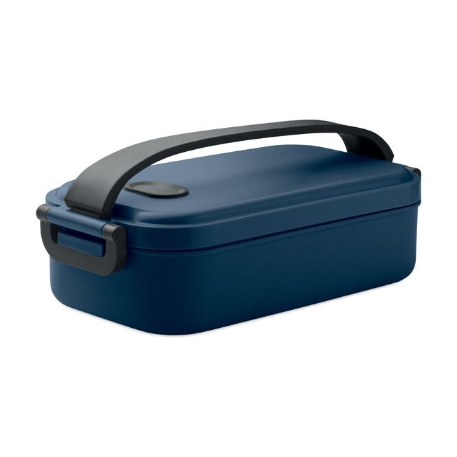 Werbeartikel Lunchbox 800 ml mit Logodruck – Marineblau – luftdichte Brotdose für Mitarbeiter und Büro