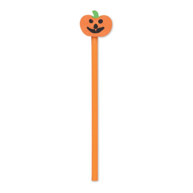 Werbeartikel Holzbleistift mit Radiergummi mit Logodruck – Orange – Schreibgerät für Messen und Büro