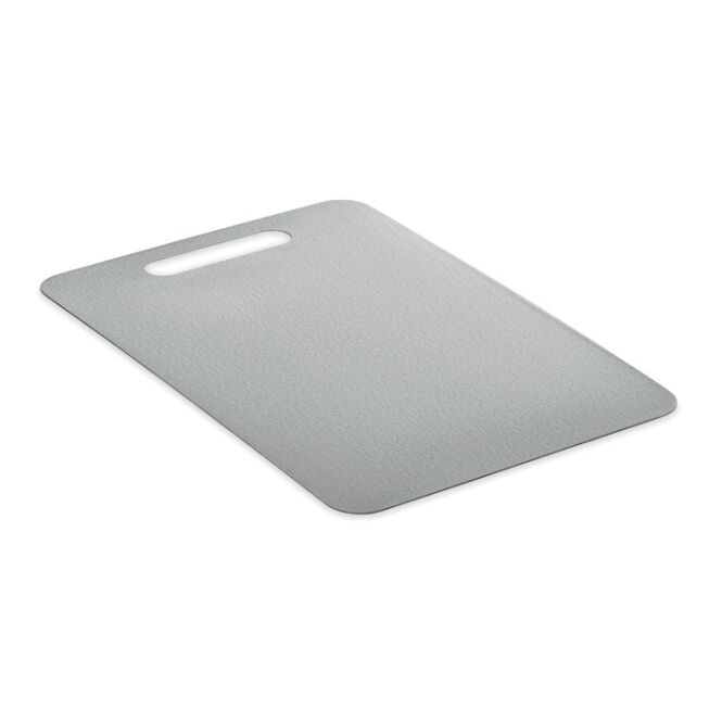 Firmengeschenk Schneidebrett Edelstahl mit Gravur – Silber – stilvolles Küchenaccessoire für Gastronomie und Büro