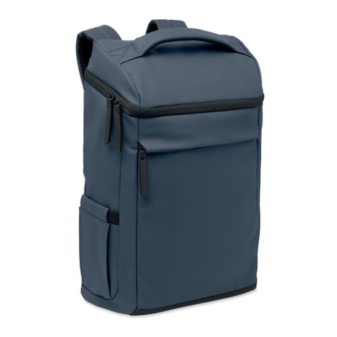 Mitarbeitergeschenk Rucksack 15 Zoll – marineblau – mit Logo bedruckt – 15 Zoll nachhaltiger Backpack mit Laptopfach für das Mitarbeiter-Onboarding