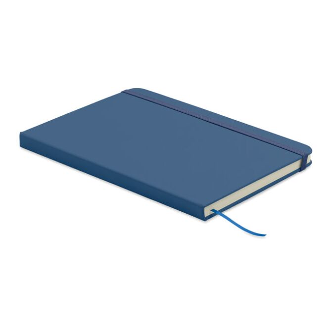 Werbeartikel DIN A5 Notizbuch nachhaltig – blau – mit Logo bedruckt für den Büroalltag