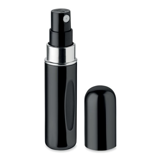 Werbeartikel Parfümzerstäuber 5ml mit Gravur – Schwarz – eleganter Duftspender für Business Reisen und Kundenevents