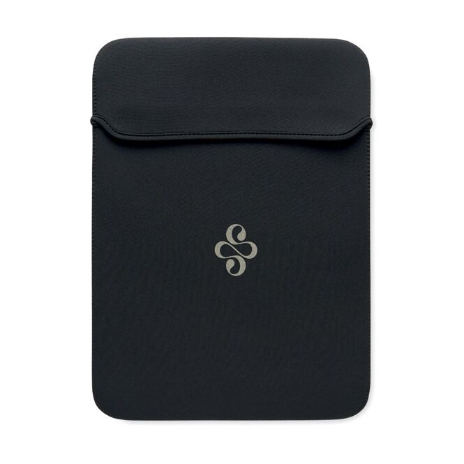 Werbeartikel 14 Zoll Laptop-Hülle aus Neopren mit Logodruck – Schwarz – Schutztasche für Business Notebooks und Firmenreisen