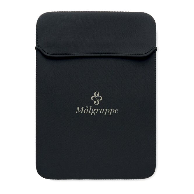 Mitarbeitergeschenk Laptop-Hülle 15 Zoll Neopren mit Logodruck – Schwarz – schützende Computertasche für Büro und Business