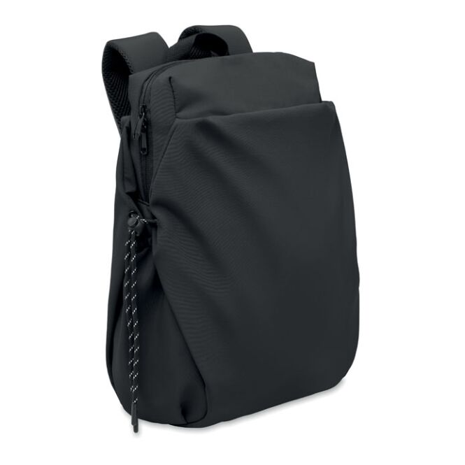 Firmengeschenk 16 Zoll Laptop-Rucksack aus Nylon mit Logodruck – Schwarz – funktionaler Business-Begleiter für Mitarbeiter und Kunden