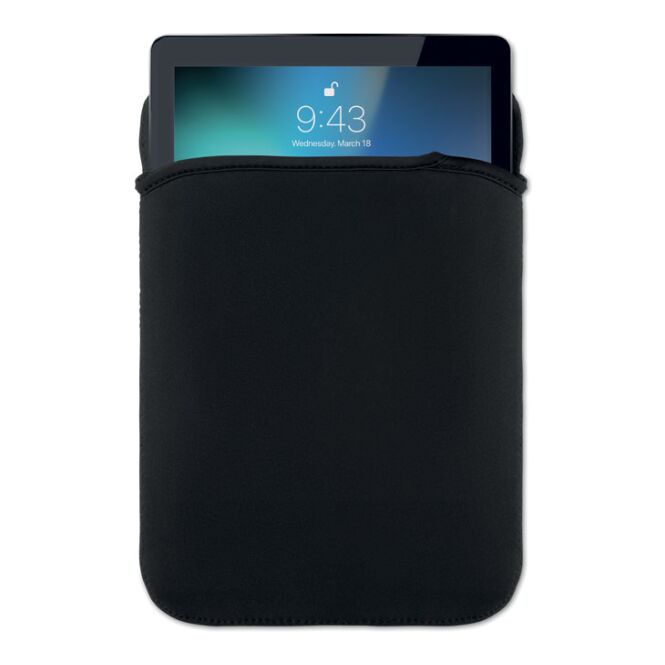 Werbeartikel 11 Zoll Tablet-Hülle Neopren mit Logodruck – Schwarz – schützende Computertasche für Firmen und Messen