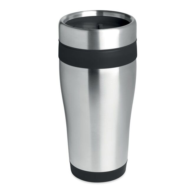 Werbeartikel Edelstahl Becher mit Gravur – Schwarz – doppelwandiger Isolierbecher für Büro und Konferenzen