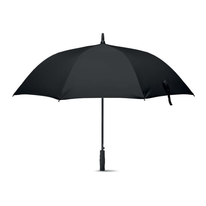 Werbeartikel 27 Zoll Regenschirm mit Logodruck – schwarz – windbeständiger Stockschirm für Firmen und Messen