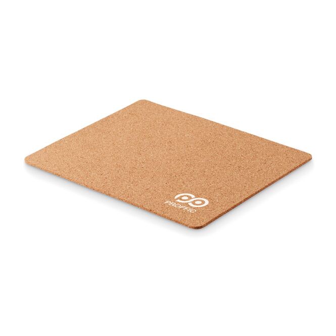 Werbeartikel Mousepad aus Kork mit Logodruck – Beige – nachhaltige Computerunterlage für Büro und Konferenzraum