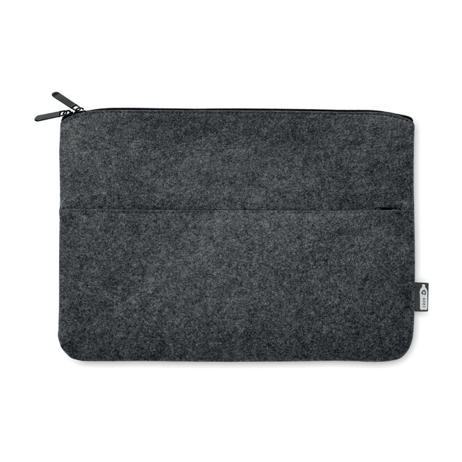 Firmengeschenk Businesstasche RPET-Filz – dunkelgrau – mit Logo bestickt 14 Liter nachhaltiges elegantes Briefcase für Mitarbeiter-Onboarding