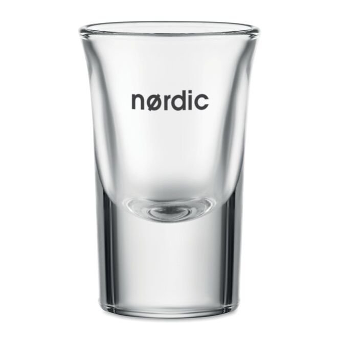 Werbeartikel Schnapsglas 28 ml mit Gravur – Transparent – hochwertiges Gläser-Set für Gastronomie und Events