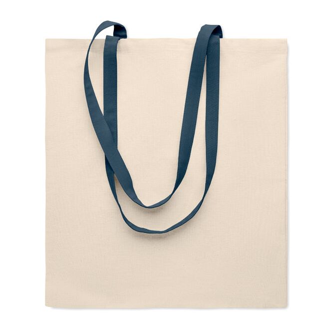 Werbeartikel Baumwolltasche 140g/m² mit Logodruck – Blau – nachhaltige Einkaufstasche für Unternehmen