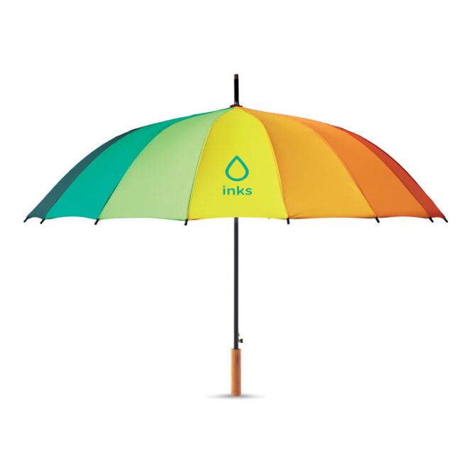 Werbeartikel Stockschirm mit Logodruck – Bunt – wetterfester Regenschirm für Events und Firmen