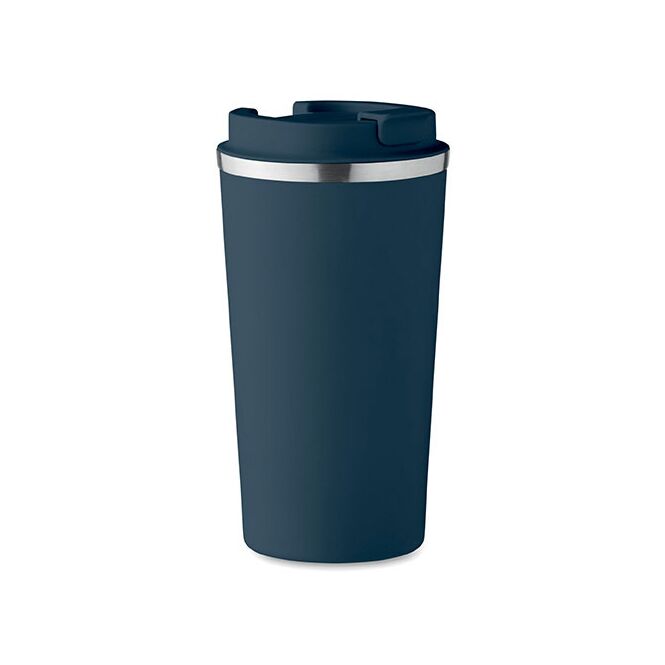 Werbeartikel doppelwandiger Thermobecher 510 ml mit Gravur – Marineblau – auslaufsicherer Trinkbecher für Büro und Konferenzen