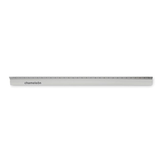 Werbeartikel Dreikantlineal Aluminium 30 cm mit Gravur – Mattsilber – präzises Skalierungs-Messwerkzeug für Büro und Architektur