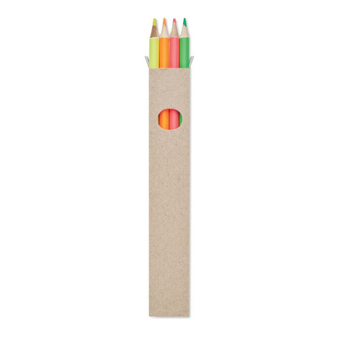 Werbeartikel 4er Set Textmarker-Buntstifte mit Logodruck – Bunt – Schreibgeräte für Büro und Messen