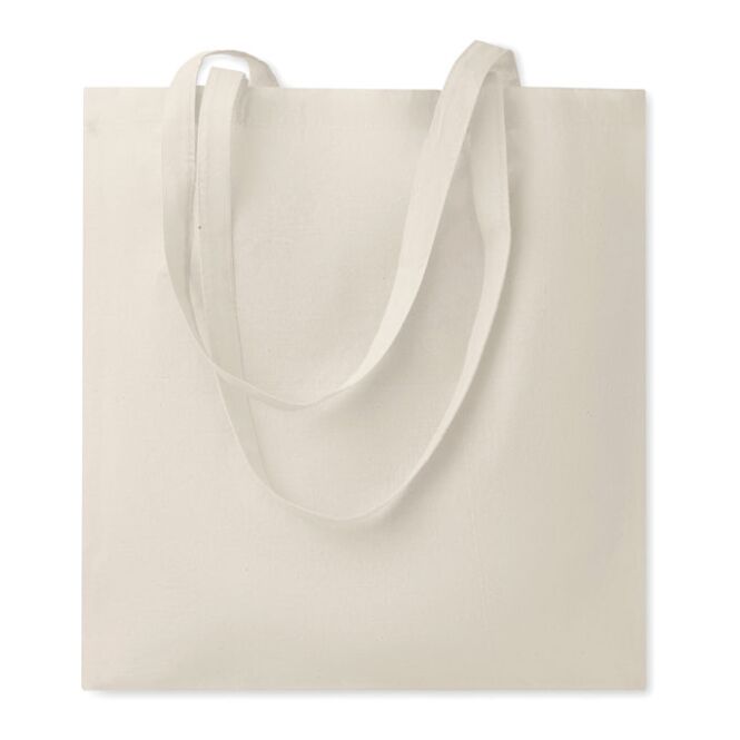 Werbeartikel Einkaufstasche Organic Cotton mit Logodruck – Beige – nachhaltige Baumwolltasche für Firmen und Messen