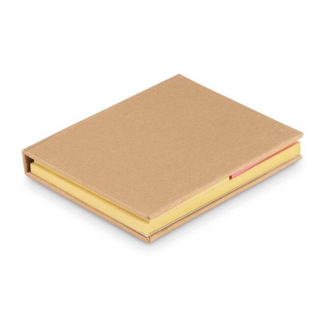 Werbeartikel Haftnotizblock Set recycelt mit Logodruck – Beige – praktisches Büromaterial für Firmen und Messen
