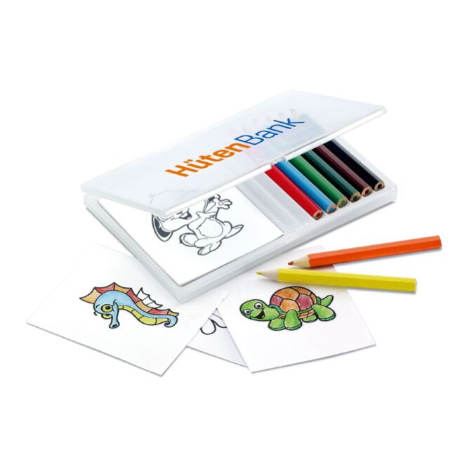 Werbeartikel Buntstifte-Set 8-teilig mit Logodruck – Bunt – Malset für Unternehmen und Messen