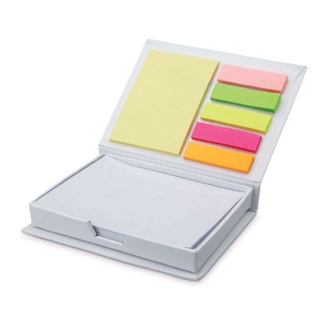 Werbeartikel Memo Box mit Siebdruck – Weiß – praktischer Haftnotizblock für Büro und Schreibtisch