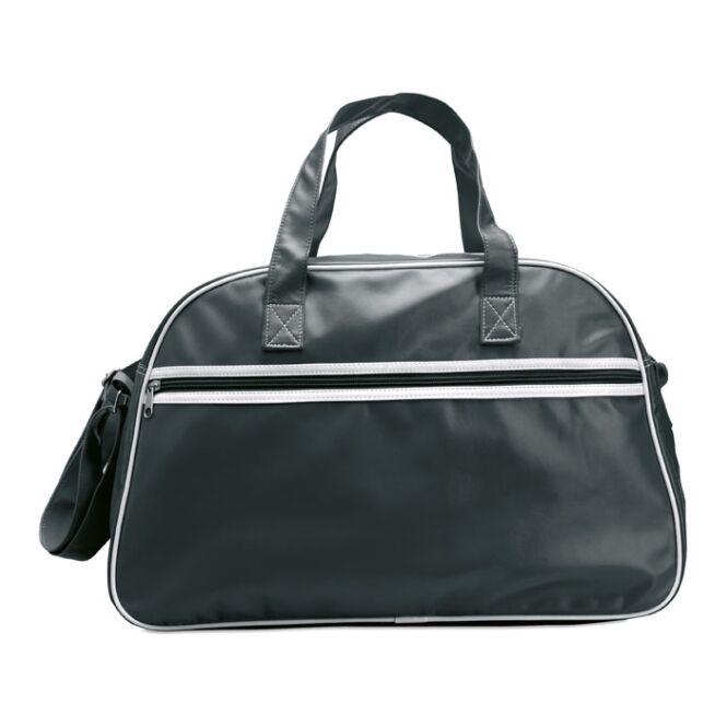 Werbeartikel Bowlingtasche mit Logodruck – Schwarz – Vintage Sporttasche für Firmen