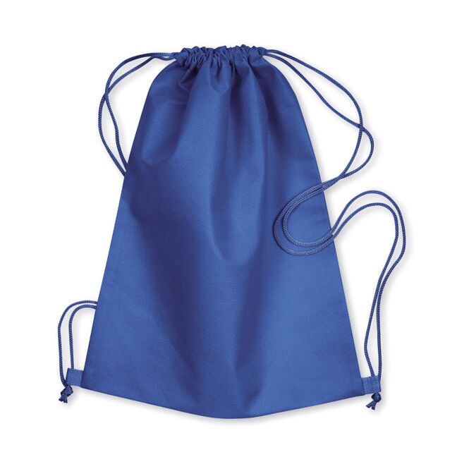 Werbeartikel Turnbeutel mit Logodruck 33,5x42 cm – Blau – praktischer Sportbeutel für Firmen und Events