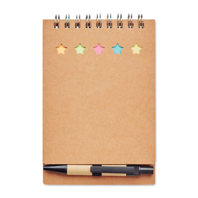 Werbeartikel Notizbuch mit Kugelschreiber mit Logodruck – Beige – recyceltes Notizbuch für Büro und Konferenzen