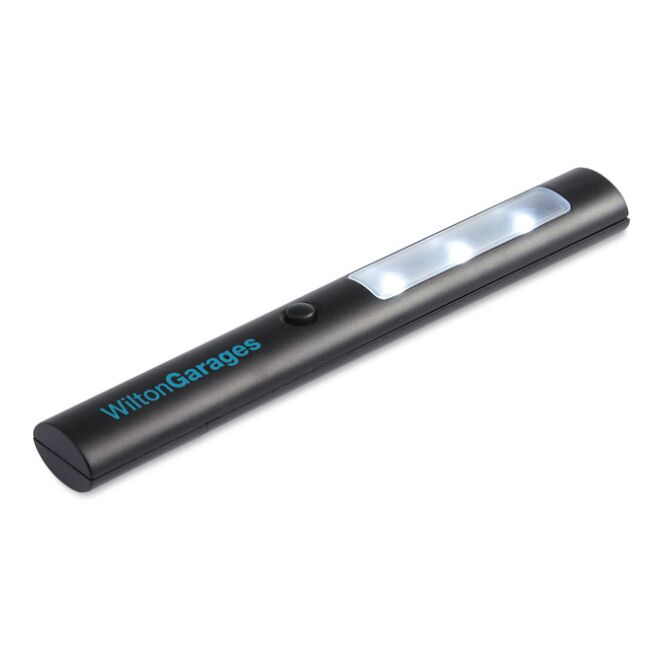 Werbeartikel Auto-Notfall-Taschenlampe mit Logodruck – Schwarz – multifunktionale LED-Leuchte für Firmen und Pannenhilfe