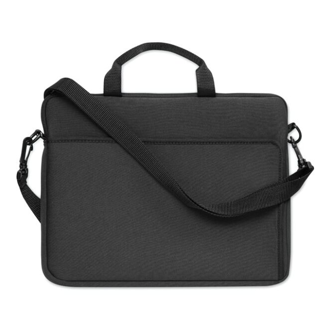 Mitarbeitergeschenk 14 Zoll Laptoptasche aus Neopren mit Logodruck – Schwarz – schützende Computertasche für Business und Büro