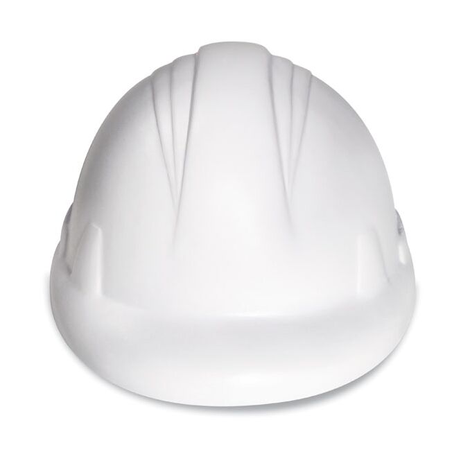 Werbeartikel Anti-Stress Schutzhelm mit Logodruck – Weiß – effektiver Stressabbau für Büro und Arbeitsplatz