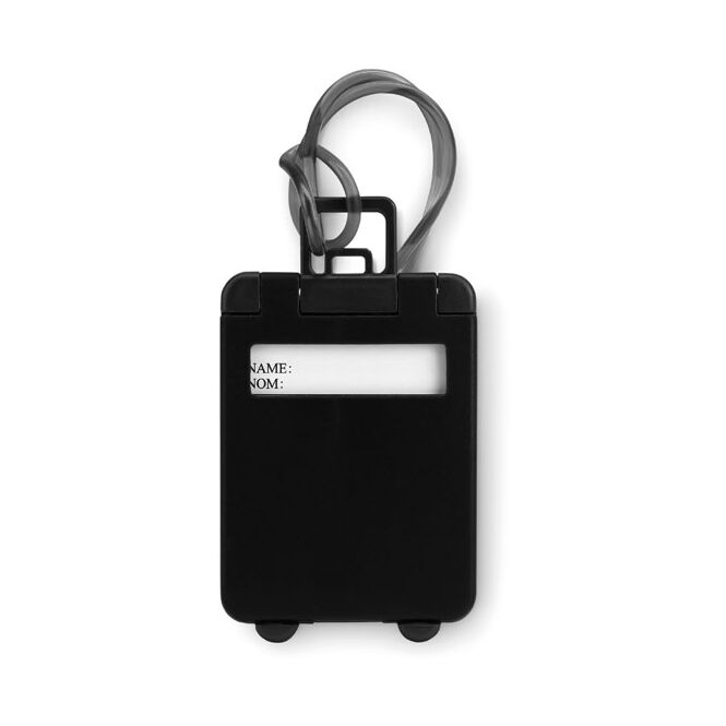 Werbeartikel Kofferanhänger Traveller mit Logodruck – Schwarz – robustes Reise-Accessoire für Messen und Firmen