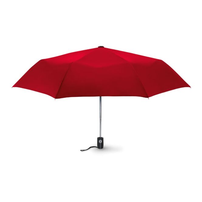 Werbeartikel Automatik Regenschirm mit Logodruck – Rot – windbeständiger faltbarer Schirm für Firmen