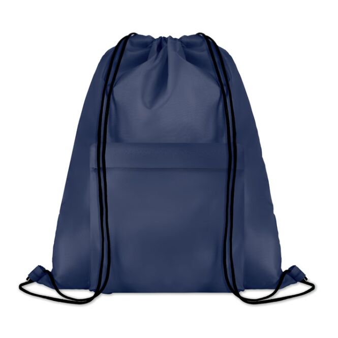 Werbeartikel Turnbeutel mit Logodruck – Blau – strapazierfähiger Rucksack für Events und Firmen
