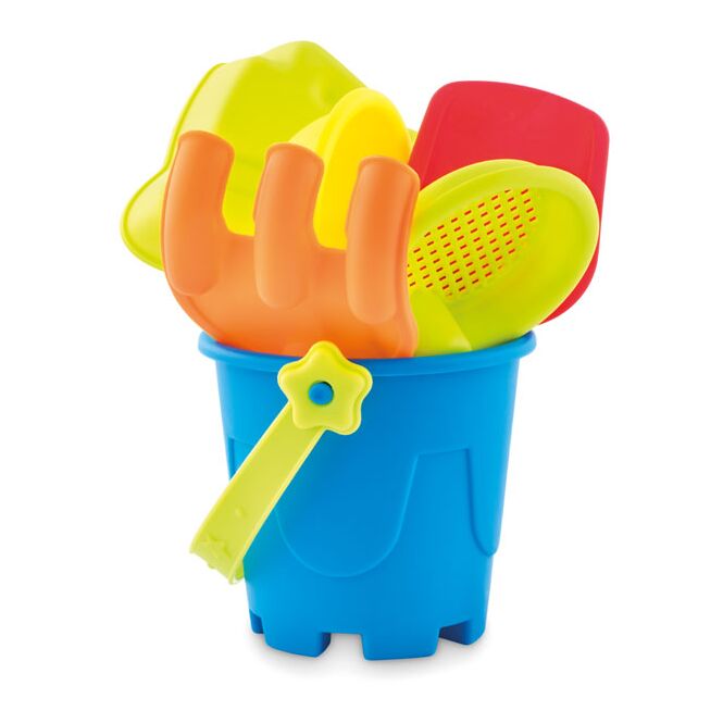 Messe-Giveaway Sandspielzeug 6-teilig mit Logodruck – Bunt – Set für Strandevents und Firmenaktionen