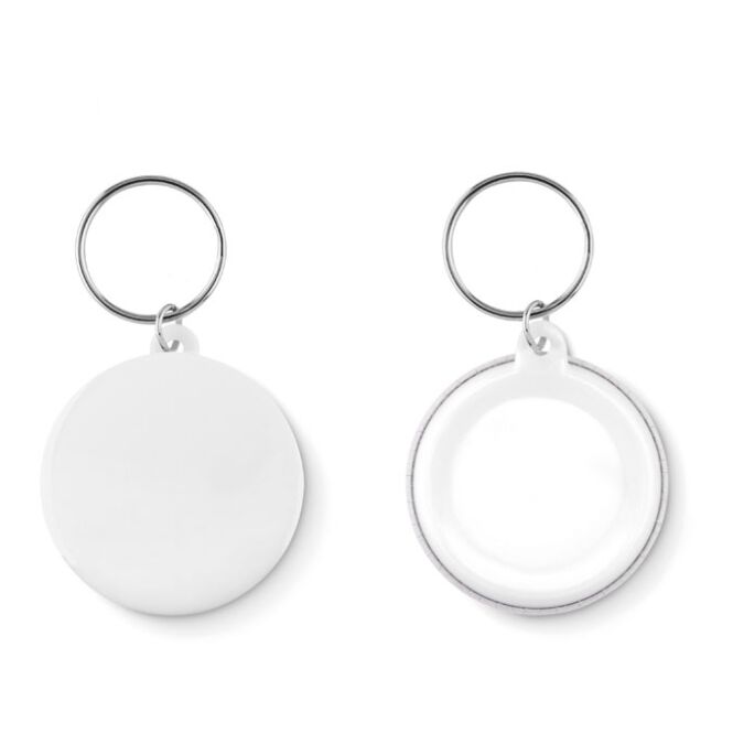 Messe-Giveaway Badge Schlüsselanhänger mit Logodruck – Weiß – praktisches Accessoire für Messen und Büro
