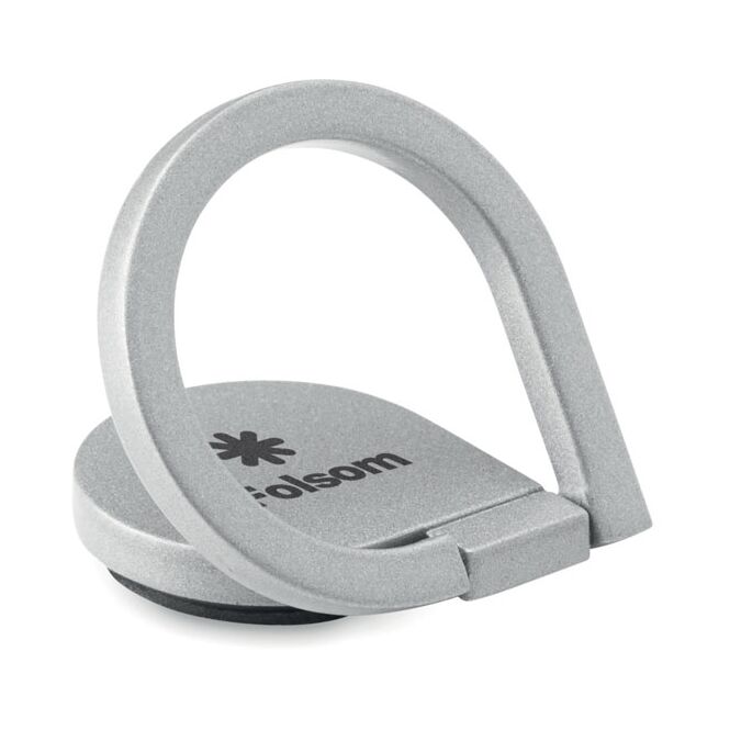 Werbeartikel Smartphone Ringständer mit Gravur – Silber – praktisches Handyzubehör für Firmen