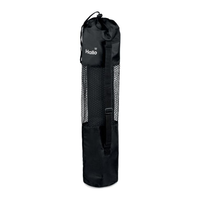 Mitarbeitergeschenk Yogamatte – schwarz – mit Werbedruck rutschfeste Sportmatte perfekt für Mitglieder-Aktionen in Fitnessstudios