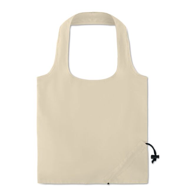 Werbeartikel faltbare Baumwolltasche mit Logodruck – Beige – nachhaltige Stofftasche für Unternehmen und Messen