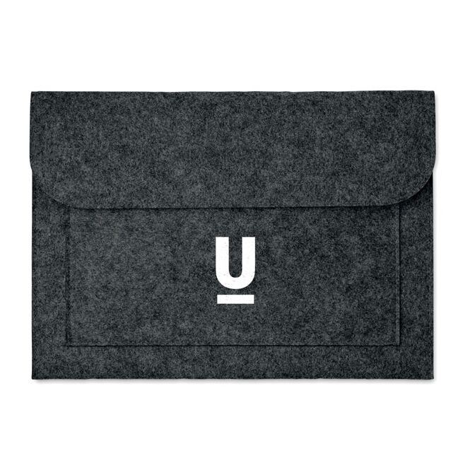 Premium-Werbeartikel Filztasche – dunkelgrau – mit Logo bestickt 15 Zoll für das Mitarbeiter-Onboarding als robuste Einkaufstasche