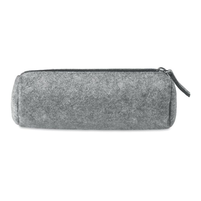 Premium-Werbeartikel Filztasche – grau – mit Logo bestickt als robustes Etui für Schreibwaren zur optimalen Büro-Organisation