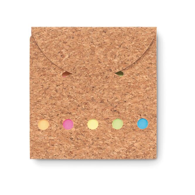 Werbeartikel Notizblock-Set mit Kork mit Logodruck – Beige – nachhaltiges Schreibset für Firmen und Messen
