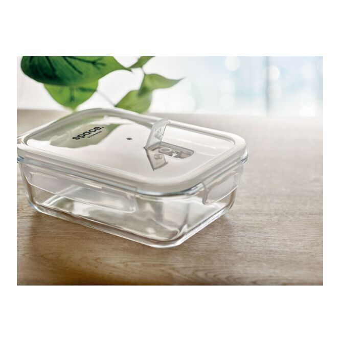 Firmengeschenk Lunchbox Praga 900ml mit Logodruck – Transparent – nachhaltiges Brotdosen-Set für Mitarbeiter und Büro