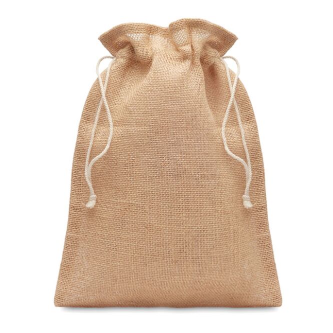 Werbeartikel Jute Tasche 25x32cm mit Logodruck – Beige – nachhaltige Tragetasche für Messen und Business