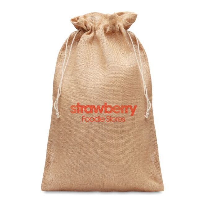 Werbeartikel Jutetasche 30x47cm mit Logodruck – Beige – robuster Jutebeutel für Messen und Firmen
