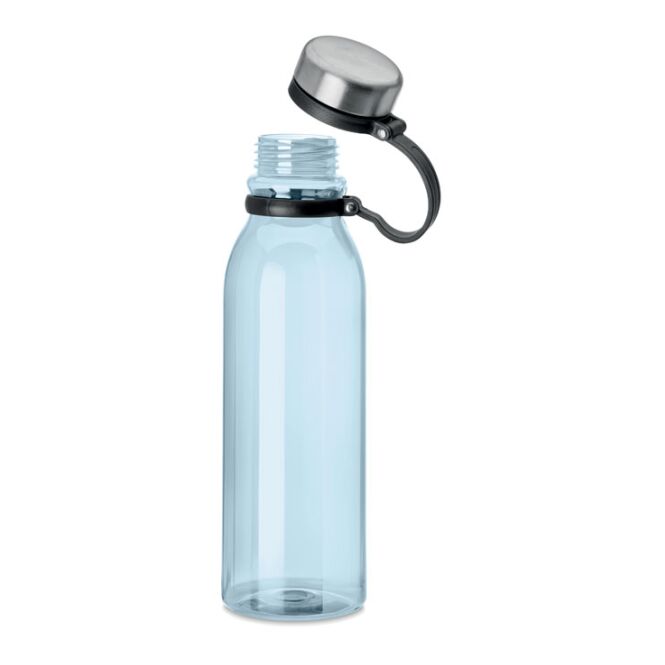 Werbeartikel RPET Trinkflasche mit Logodruck – Transparent hellblau – auslaufsichere 780 ml Mehrwegflasche für das Büro und Kundenevents