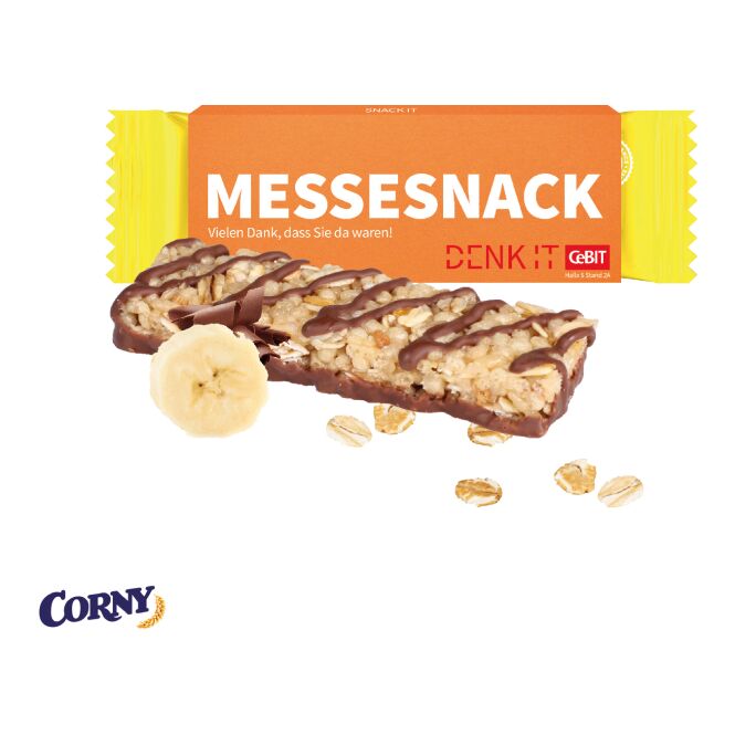 Werbeartikel CORNY Classic Riegel – bunt – mit Logo bedruckt 40g als Firmengeschenk für Geschäftspartner und Mitarbeiter auf Events einsetzen