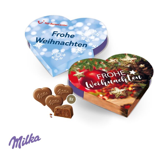 Firmengeschenk I LOVE MILKA Pralinen mit Logodruck – Bunt – Schokoladenpräsent für Kunden und Mitarbeiter