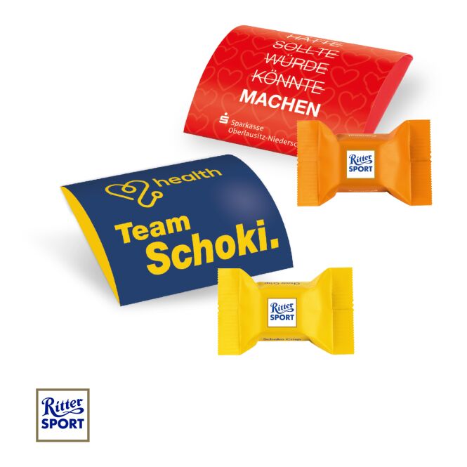 Firmengeschenk Ritter Sport Schokowürfel mit Logodruck – Bunt – süße Werbeartikel für Kunden und Events