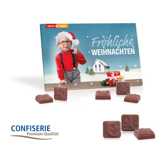 Mitarbeiter-Weihnachtsgeschenk Tisch-Adventskalender Classic Exklusiv mit Logodruck – Bunt – süßes Werbepräsent für Firmen und Büro